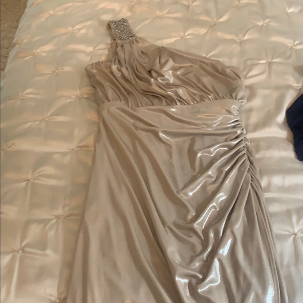 Bronze Shimmer one shoulder dress